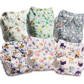 Littles and Bloomz Reusable Nappy, Standard Popper, 6 Nappies, FLP2-0603