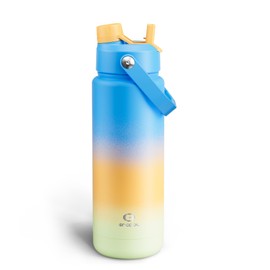 ENCOOL Insulated Water Bottle with Straw Stainless Steel Water Bottle, Leak-Proof, BPA-Free, Double Wall Vacuum Keeps Cold for 24 Hours for Sports, Travel, School (32 oz, Sunny Breeze)