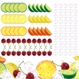 Gresorth 100pcs Highly Simulation Fake Yellow Lemon Slice Cherry Ice Cube Artificial Lifelike Fruit Model Home Party Decoration