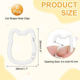 PATIKIL 8pcs Cute Cat Shape Spring Snap Hook Keychain Clip Bag Purse Strap Keychain Jewelry DIY Camping Accessories Small Key Ring Holder White