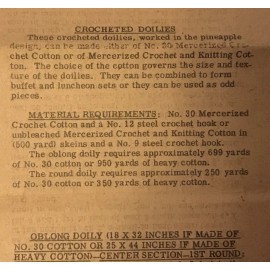 ALICE BROOKS #7107 Vintage PINEAPPLE DOILY Pattern To Crochet (Reproduction)