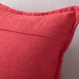 MADIZZ Set of 2 Short Chenille Throw Pillow Covers 20x20 Inch Red Soft Decorative Cushion Cover for Sofa Bedroom Pillow Shell