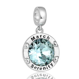 AMATOLOVE March Sea Blue Birthstone Charms for Bracelets Serenity Bead Charm for Women Birthday Christmas Gifts for Mom Grandma Jewelry Gifts for Mothers Day