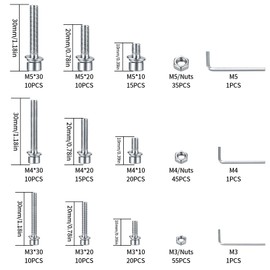 M3 M4 M5 Bolts and Nuts set, 270 Pcs Hex Socket Head Cap Screws Nuts and Bolts with Washers Kit, Hex Head Bolts Machine Screws Bolt and Nut Assortment Kit for Bicycle Motorcycle Repair