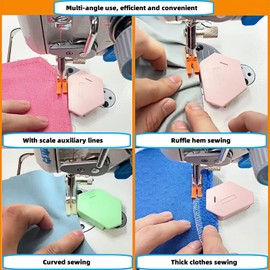 Magnetic Seam Guide for Sewing Machine, 3PCS Upgraded Multi-Purpose Tool Polygonal Strong Magnetic Gauge, Polygonal Multifucntional Seam Guide Hemmer with Scale, Sewing Accessories (3 Color）