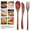 Wooden Cutlery Set Tableware Set Scratch Proof Portable Wood Spoon