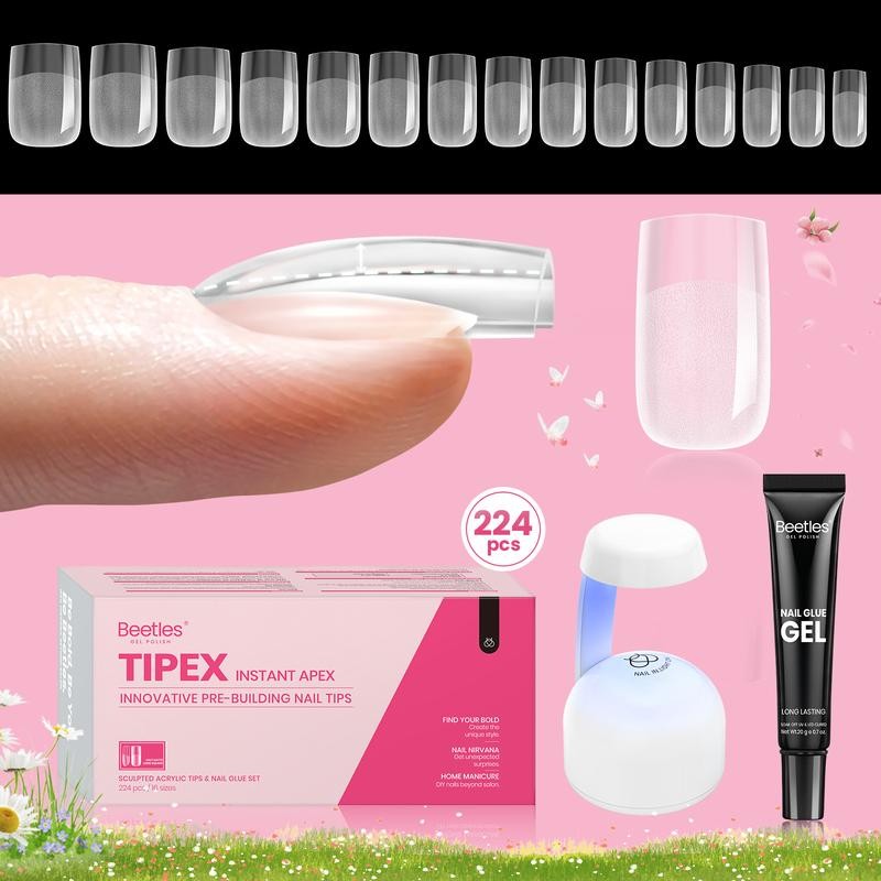 Beetles Tipex Instant Apex Nail Extension Tips Kit Almond/Coffin/Square/Oval/Stiletto/Squaoval Shape