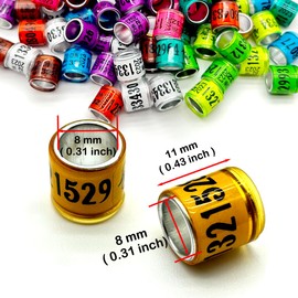 GiYuter 100Pcs Aluminium Pigeon Leg Rings | Dove Identify Band | 2024 Multicolor Training Birds Foot Ring