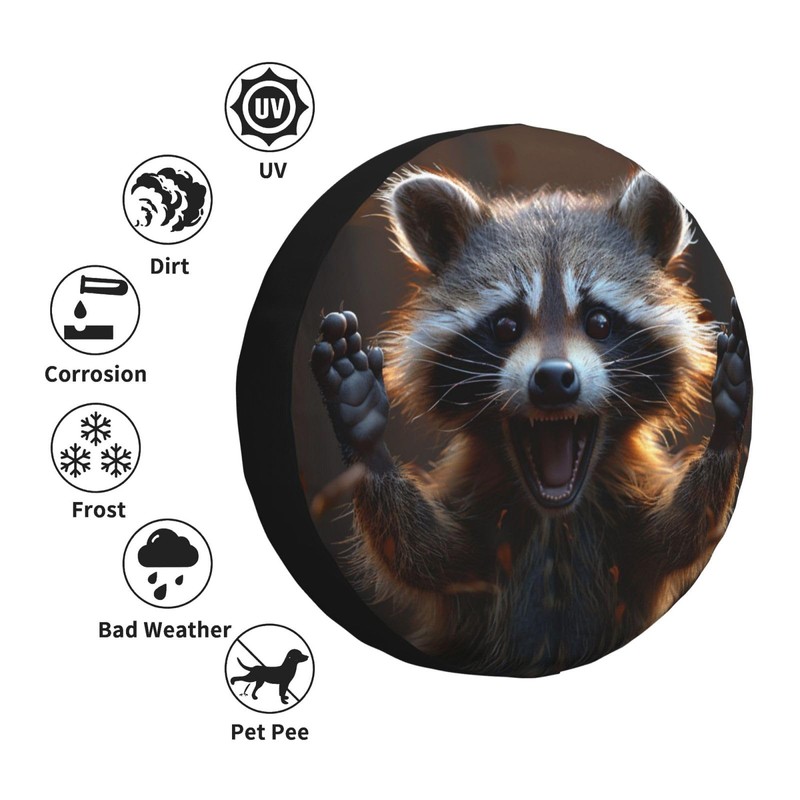 Funny Raccoon Spare Tire Cover Raccoon Wheel Protector for Truck