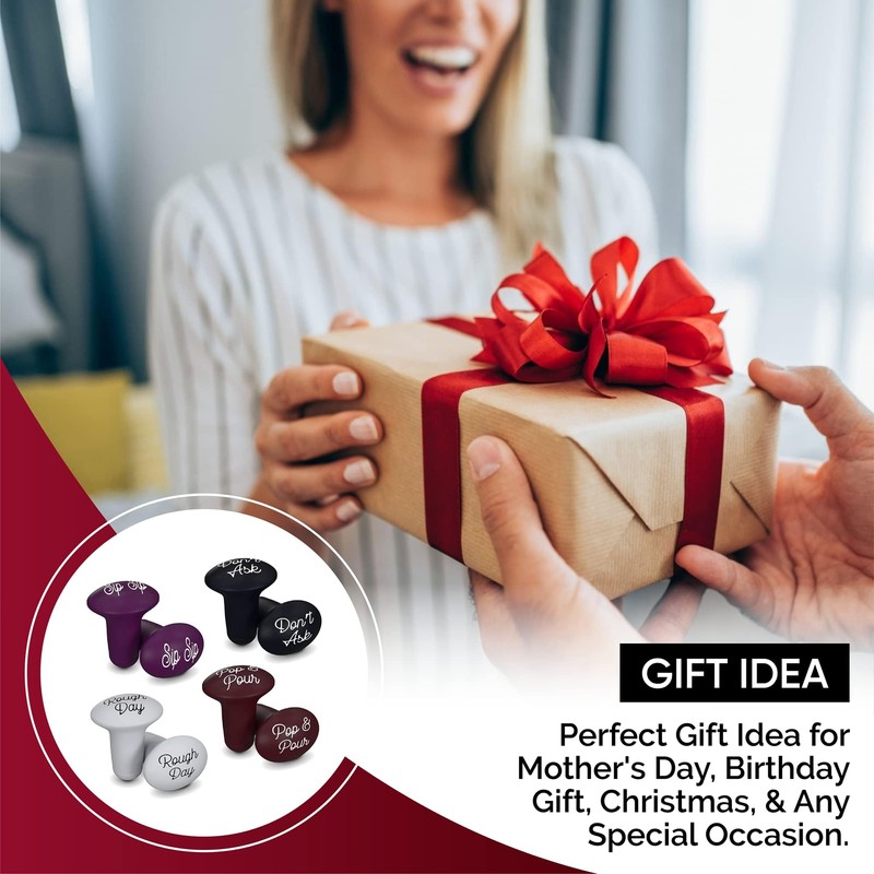 Hint Ov 4 Pack Silicone Wine Bottle Stoppers