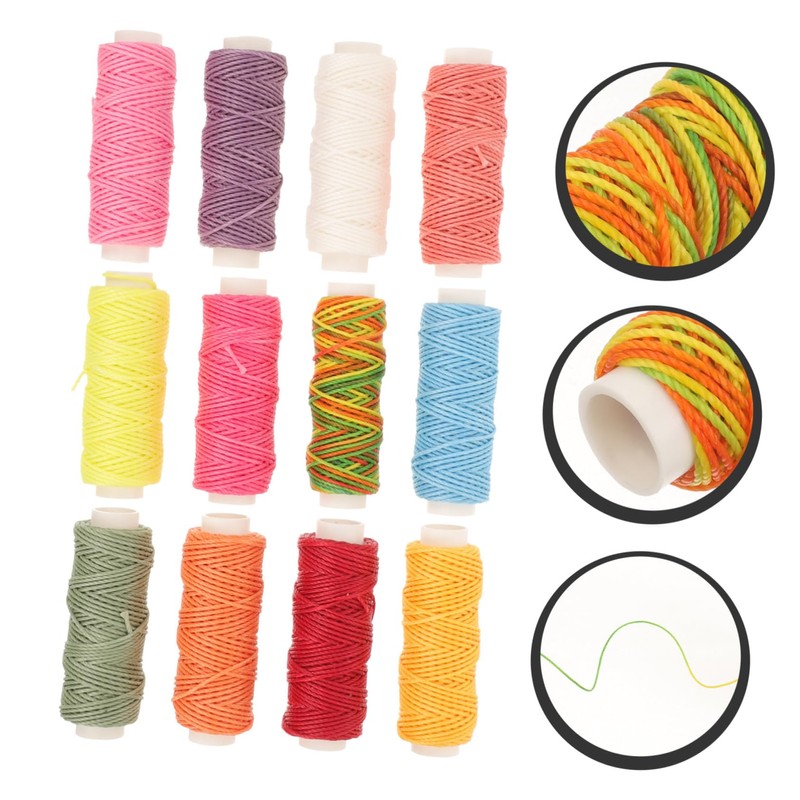 OSALADI 12 Rolls Waxed String for Crafts Sewing Waxed Threads