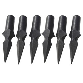 AMEYXGS 6pcs Traditional Hunting Broadheads Archery Glue on Arrowheads for Wooden Bamboo Arrows for 8mm Bamboo Wood Arrows (Black02)