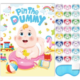 HOWAF Baby Shower Games, Pin The Dummy On The Baby 24 Players Blindfold Unisex Baby Shower Party Games Baby Games Neutral Unisex Baby Shower Decorations Boys Girls Baby Shower Favours Party Supplies
