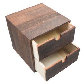 Wooden Desk Organiser with 2 Drawers Wooden Desktop Storage Box Drawer Box for Office Utensils Organiser System Desk Drawer Organiser Carbonation 18 x 18 x 17 cm
