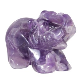 KYEYGWO Amethyst Crystal Elephant Carved Gemstone Lucky Elephant Ornaments Healing Crystal Figurines Statues for Decoration 1.5 Inches
