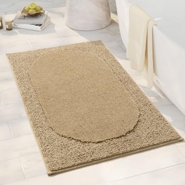DEXDE Bathroom Rugs Mat 30x20, Extra Soft Absorbent Microfiber Bath Rugs, Machine Washable Bath Mats for Bathroom Floor, Tub, Shower,Beige