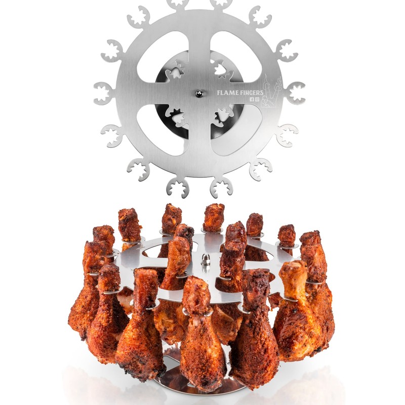 Flame Fingers XL Chicken Grill Rack - Holds 18 Legs,