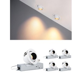 TORCHSTAR 5CCT 3 Inch Gimbal Recessed Light with J-Box, Anti-Glare Narrow Frame Super Deep Smooth Trim, CRI90 Dimmable 573lm Adjustable Eyeball Spotlight, 27003000350040005000K, ETL, Pack of 4