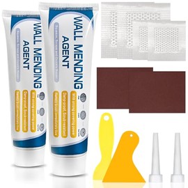 2 Pack Drywall Repair Kit,Wall Mending Agent with Scraper,Drywall Patch Repair Kit with Spackle Paste,Wall Hole Filler Putty for Filling Cracks & Holes,Quick Easy Plaster Wall Repair
