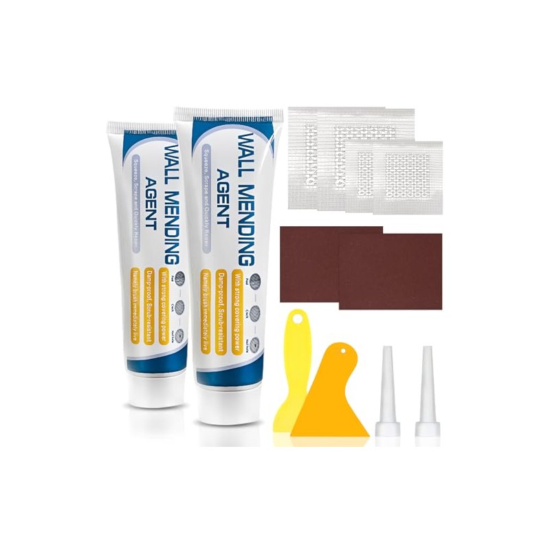 2 Pack Drywall Repair Kit,Wall Mending Agent with Scraper,Drywall Patch