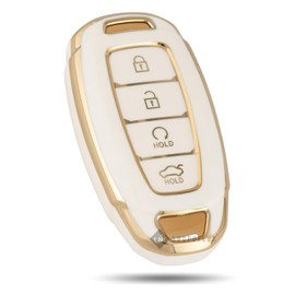 Snugfit Key fob Cover case Protector for Hyundai Sonata Tucson Santa Fe 4 Button White (Hyundai B 4 Btn, White)