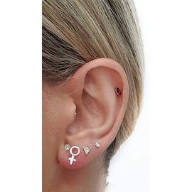 ENTREPLATA Women's 925 Sterling Silver Earrings with Feminist Symbol Venus 11 Sterling Silver No Gemstone, Sterling Silver, No Gemstone