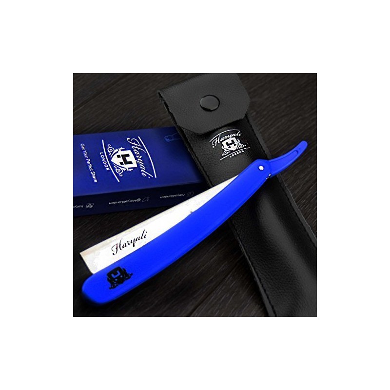 Men's Folding Razor in Blue with Leather Bag and Box