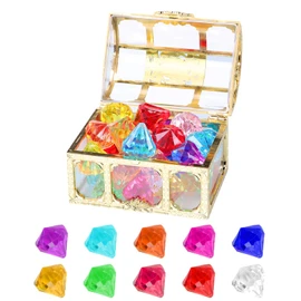 30PCS Multicolor Acrylic Diamond Gems with Treasure Box DIY Bracelet Pirate Artificial Treasure Jewels Children Crystals Gemstones Party Favors Gift for Birthday Supplies Christmas Easter Prizes