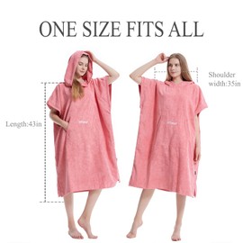 Hiturbo Changing Towel Robe, Absorbent Hooded Surf Poncho Quick-Dry Blanket Towels with Front Pocket for Swiming Surfing Aquatics One Size Unisex (Pink)