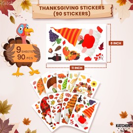 KatchOn, Thanksgiving Window Clings for Glass Windows - 90 Pieces | Thanksgiving Window Stickers for Thanksgiving Window Decorations | Thanksgiving Gel Window Clings | Thanksgiving Decorations Indoor