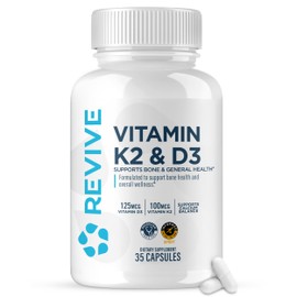 REVIVE MD Vitamin D3 & K2 - Supports Bone Health & Muscle Strength - K2 & D3 Vitamin Supplement for Women & Men Health & Brain Function (60 Servings)