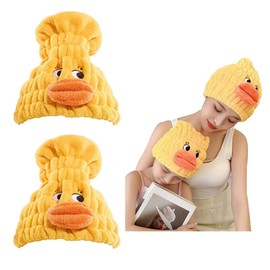 NAWPHEKI 2-Pack Ultra Absorbent Boys Duck Hair Dry Wrap Towel, Cute Animal Quick Drying Cap for Kids, New Microfiber Hair Towel Wrap Dry Turban Soft Plopping Head Towels Shower Cap