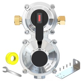 MEFUN RV Propane 2-Stage Auto Changeover LP Propane Gas Regulator with Valve Support Features Auto Switch Over from Empty to Full Propane Tank Dual Propane Tank Regulator for RV Vans Trailers Camper