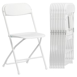 Real Relax Plastic Folding Chairs Set of 10, White Plastic Folding Chairs, Perfect for Party Event Outside Entertaining, 350 LBS Capacity