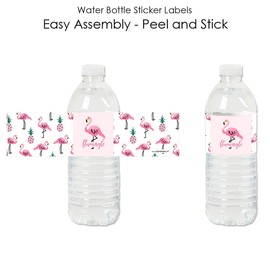 Big Dot of Happiness Pink Flamingo - Party Like a Pineapple - Tropical Summer Party Water Bottle Sticker Labels - Set of 20