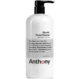 Anthony Glycolic Facial Cleanser for Men, Daily Exfoliating & Hydrating Face Wash, Shave Prep, Non-Foaming, Deep Cleansing, Gentle on Sensitive Skin, Removes Dirt & Oil, Smooths Texture, 32 Fl Oz