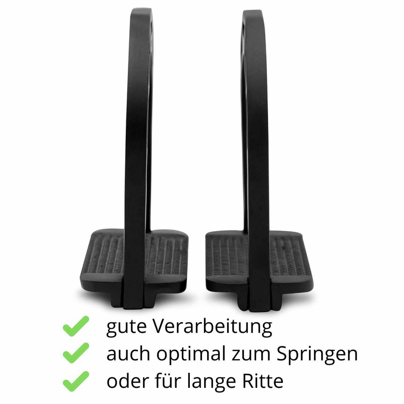 Black Aluminium Stirrups Aluminium Extra Light – 6 cm Tread