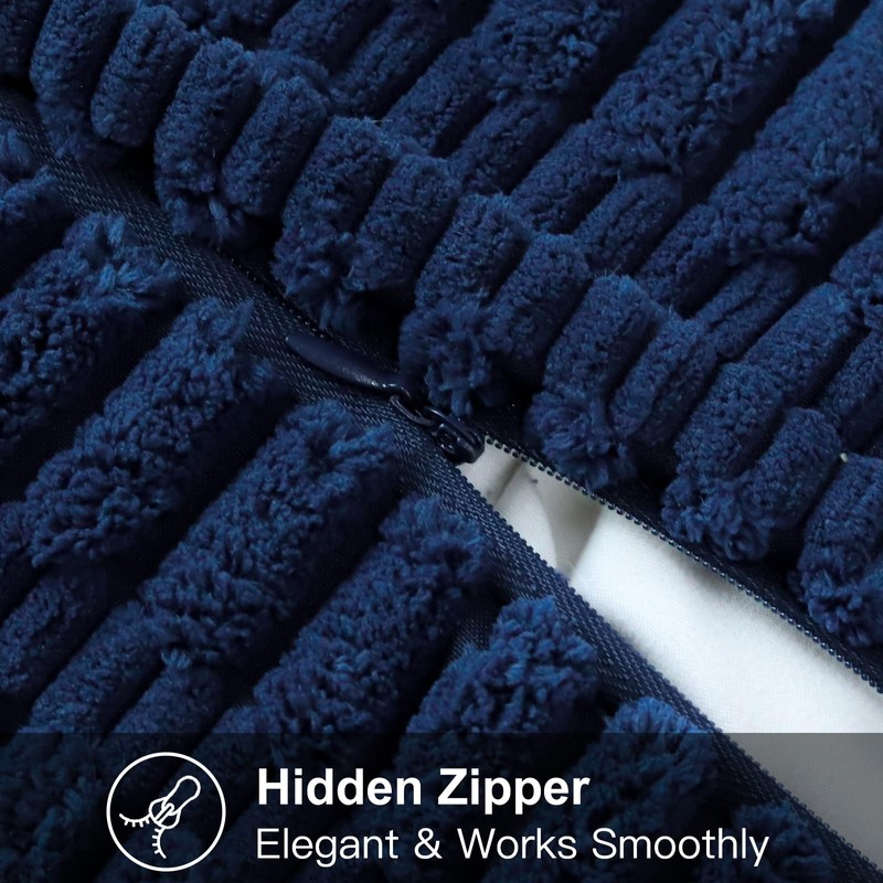 Artscope Dark Blue Cushion Covers Set of 2 Corduroy Decorative