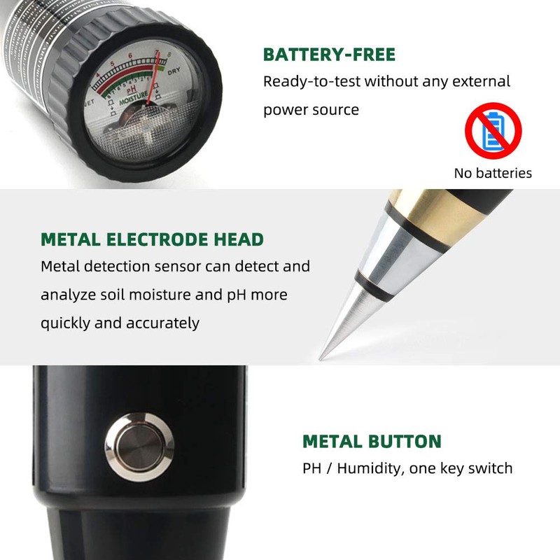 KKnoon Soil Meter, Soil Meter, 2-in-1, Soil PH/Moisture Meter, Waterproof,