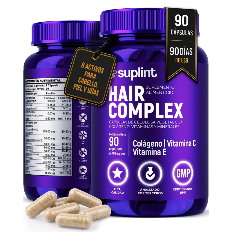 Vitaminas para el Cabello Mujer con Biotina, Colágeno, Queratina, Zinc