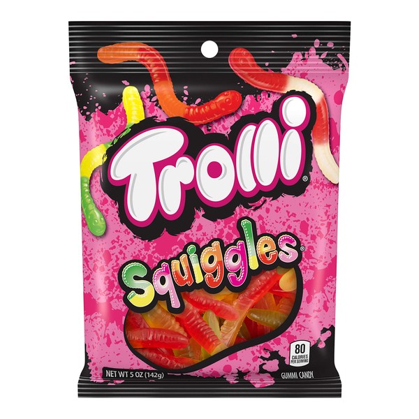 Trolli Squiggles Sour Gummy Candy, 5 Ounce Bag, Pack of 12