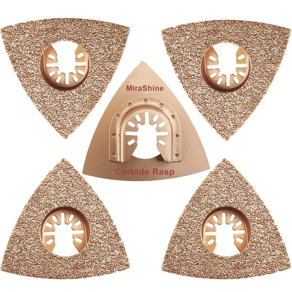 MiraShine 5pcs Oscillating Multitool Triangular Carbide Grit Rasp Blades, Tiangle