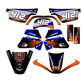 Senge Graphics Inc 1990-2025 PW 50 SURGE Blue Senge Graphics Kit Compatible with Yamaha - Complete Kit With Rider I.D., 10/10