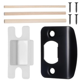 Matte Black Door Strike Plate for Interior Doors,Standard Door Strike Plate with Shim Adjustable Security Reinforcement Plates Doors Latch Extender Striker Exterior Restorer Kit for Home