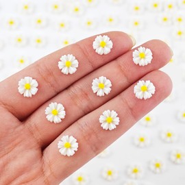 HOMICO 200 Pieces White Tiny Daisy Decor for Dollhouse Mini Resin Decor for Crafts Tiny Things for Fairy Garden Micro Landscaping Decoration