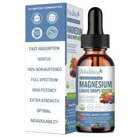 Mulittea Magnesium Glycinate 1500mg Liquid Drop for Calm, Stress, Sleep, Leg Cramp, Heart