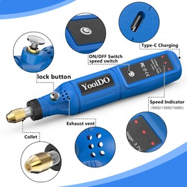 Mini Cordless Rotary, mini drill,3-Speed 3.7V rechargeable Kit with 42 Accessories, 16000rpm Multi-Purpose Power Tool for Sanding, Polishing, Grinding, Drilling, Engraving, DIY Crafts (Blue)