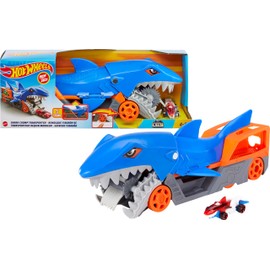 Hot Wheels Toy Car Playset, Shark Chomp Transporter & 1:64 Scale Car, Connects to Track & Stores 5 Scale Vehicles