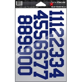 Number Stickers for Helmets (Football, Baseball, Softball, Hockey, Lacrosse, Etc.) 4 Sheets (Royal Blue)