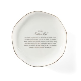 YZMICSTAR Sister In Law Gifts For Women Ceramic Jewelry Dish Tray, Christmas Gifts For Bonus Sister Friend Ring Dish Birthday Wedding Thanksgiving